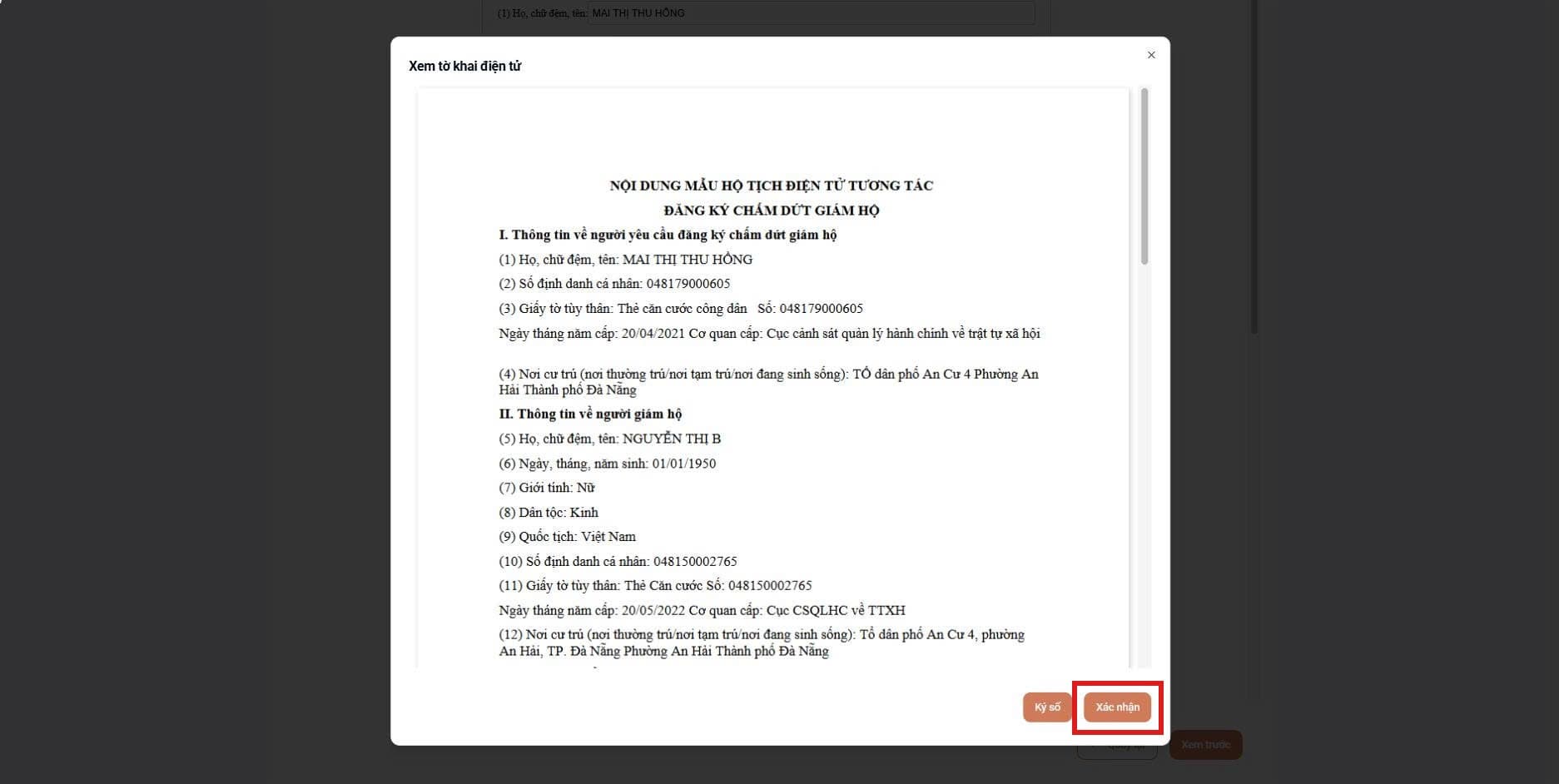 Xem tờ khai điện tử