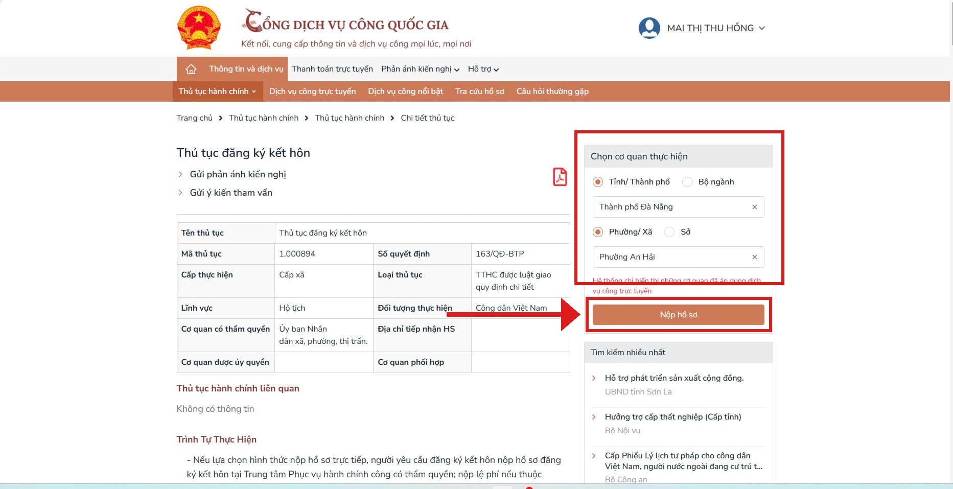 Chọn cơ quan thực hiện