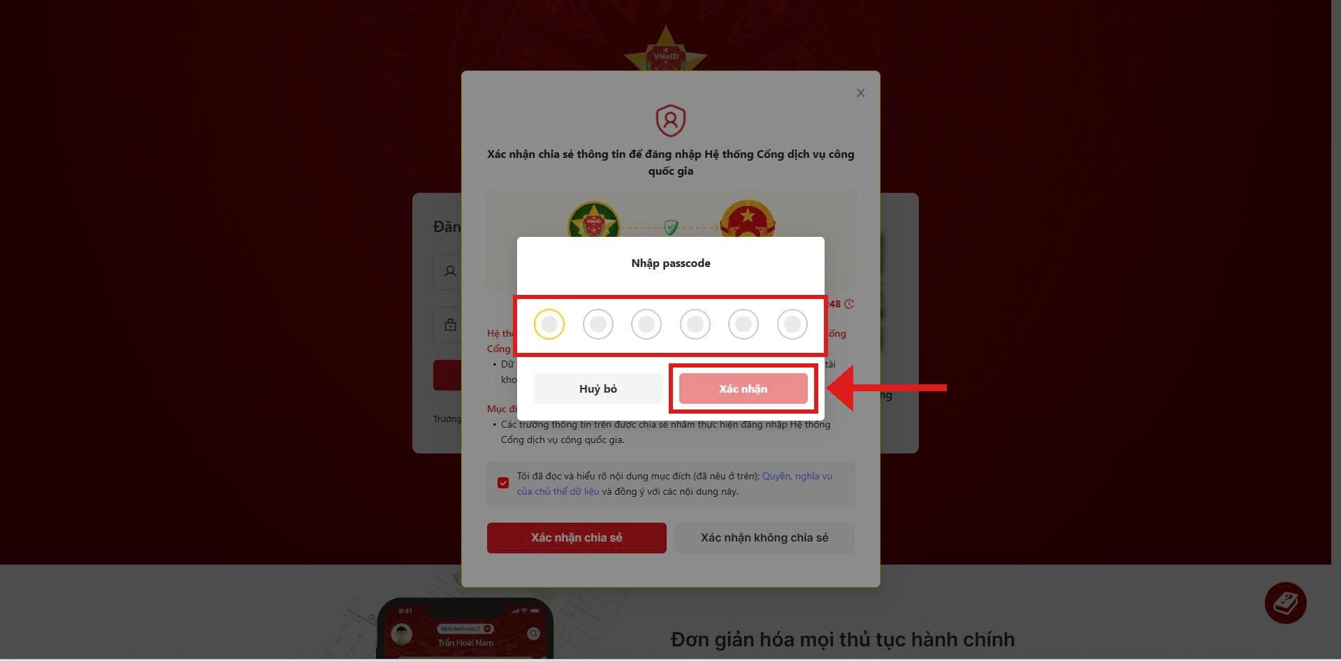 Nhập passcode