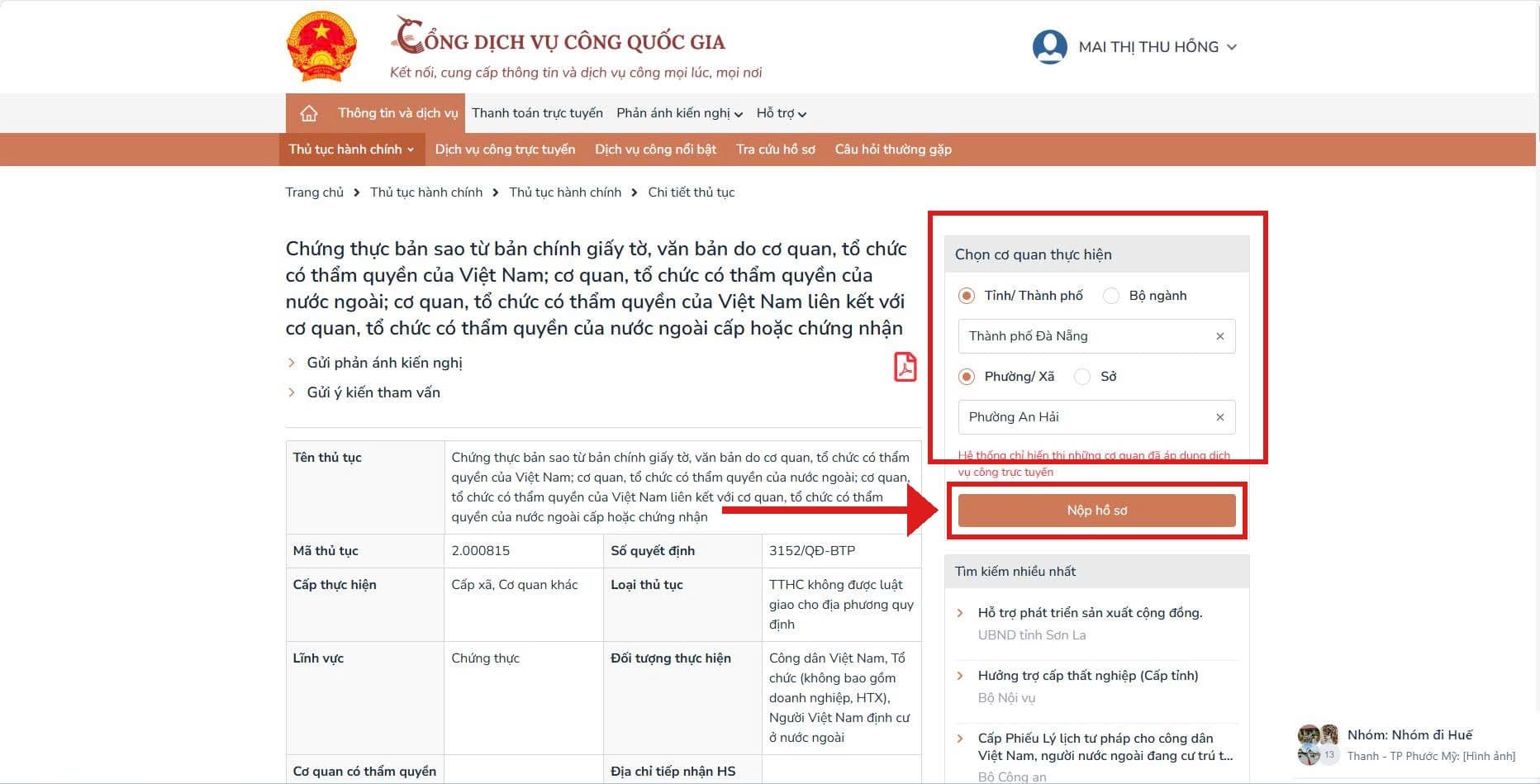Chọn cơ quan thực hiện