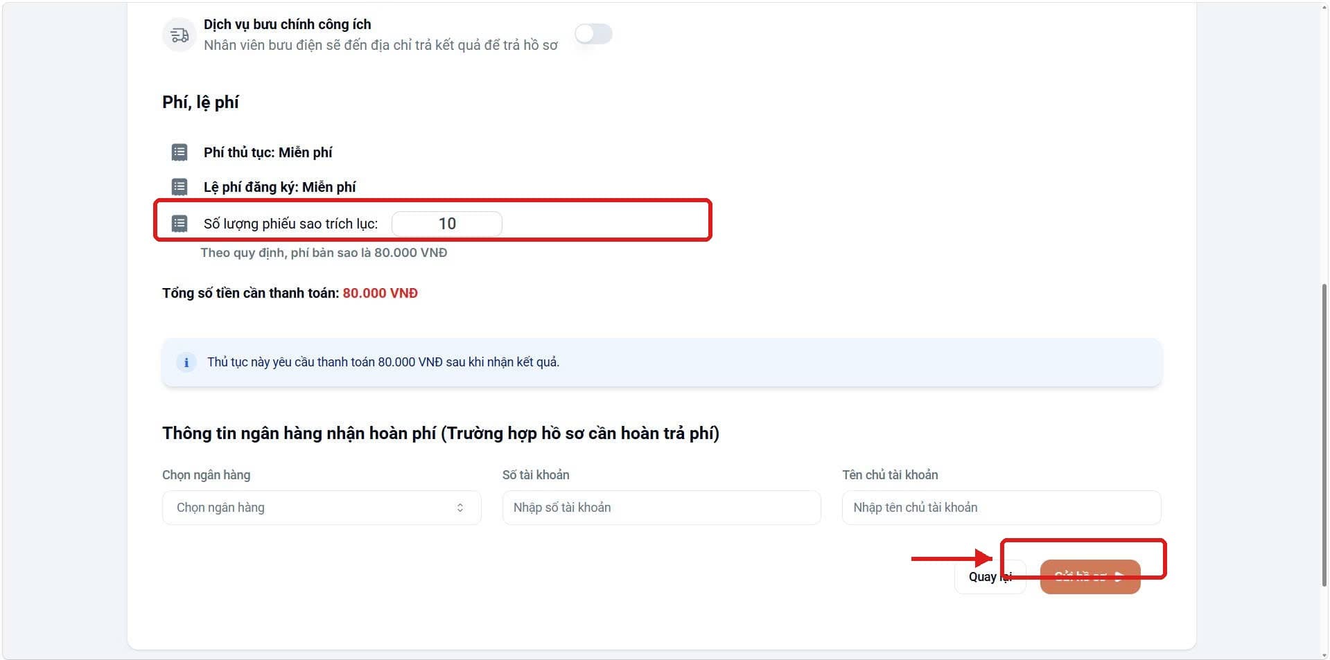 Nộp hồ sơ