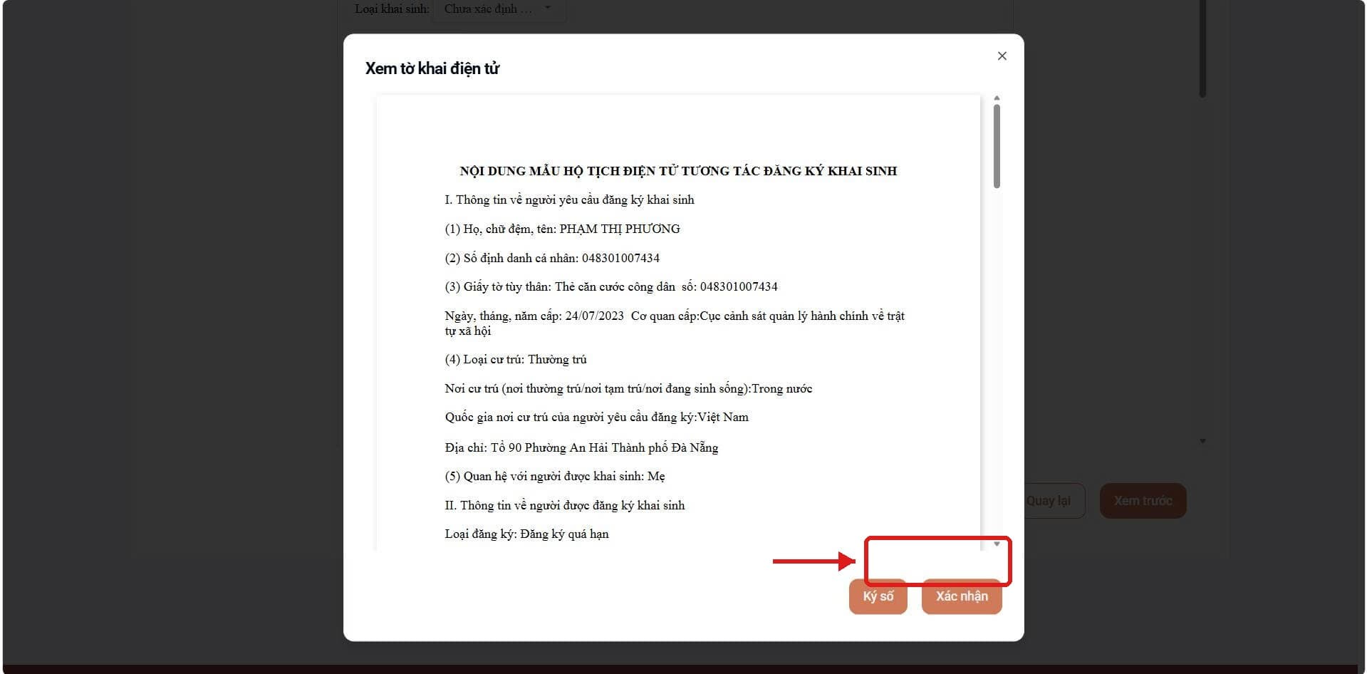Xem tờ khai điện tử