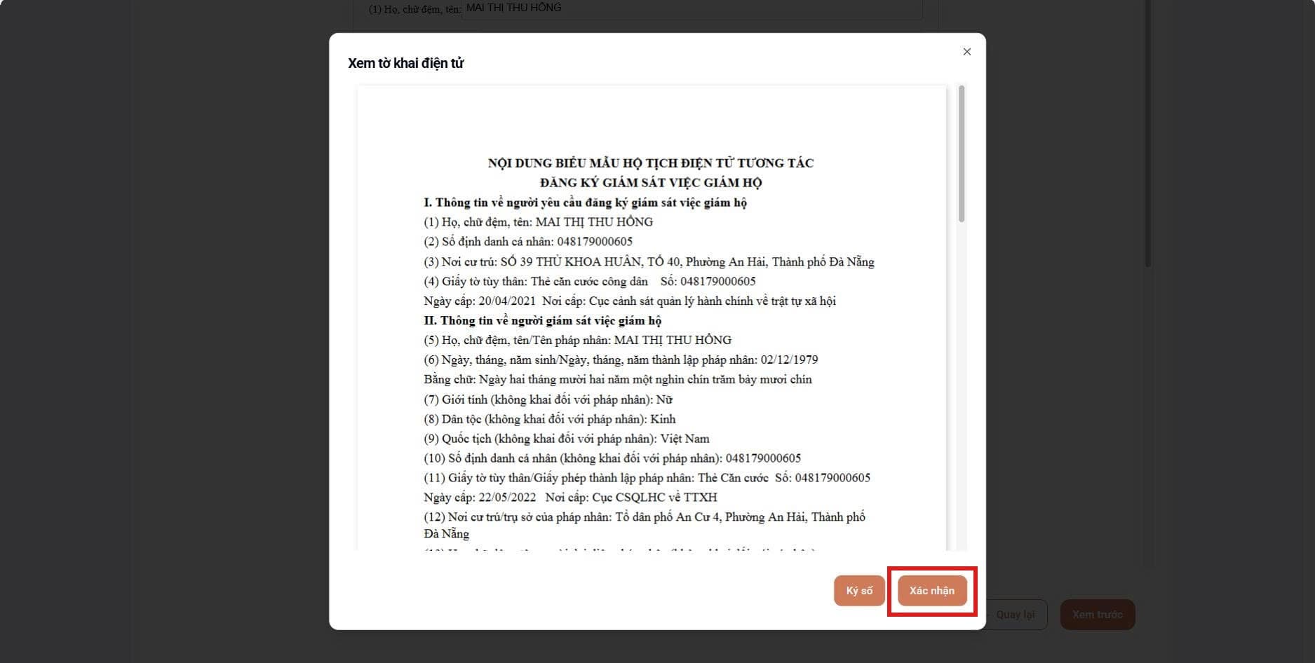 Xem tờ khai điện tử
