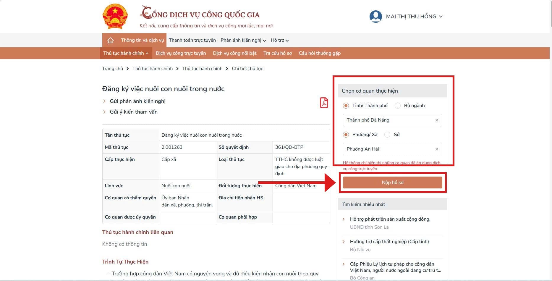 Chọn cơ quan thực hiện